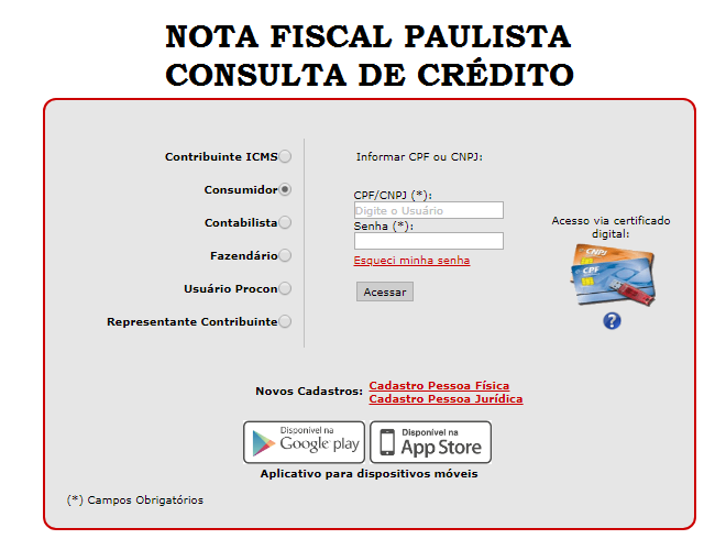 nota fiscal paulista consulta de crédito